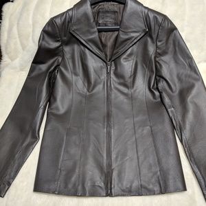 2/$25 EUC Dark Brown Leather Jacket - Medium Tall